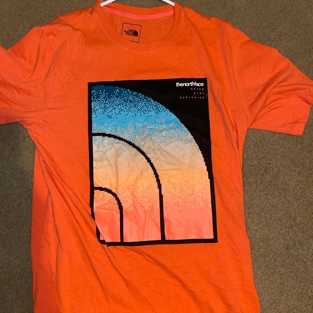 The North Face Men's Vibrant Orange Tee with Graphic Design